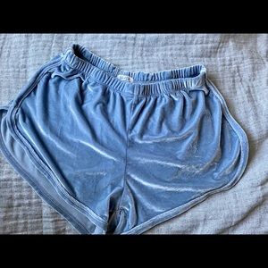 Brandy Melville Blue Velvet Shorts